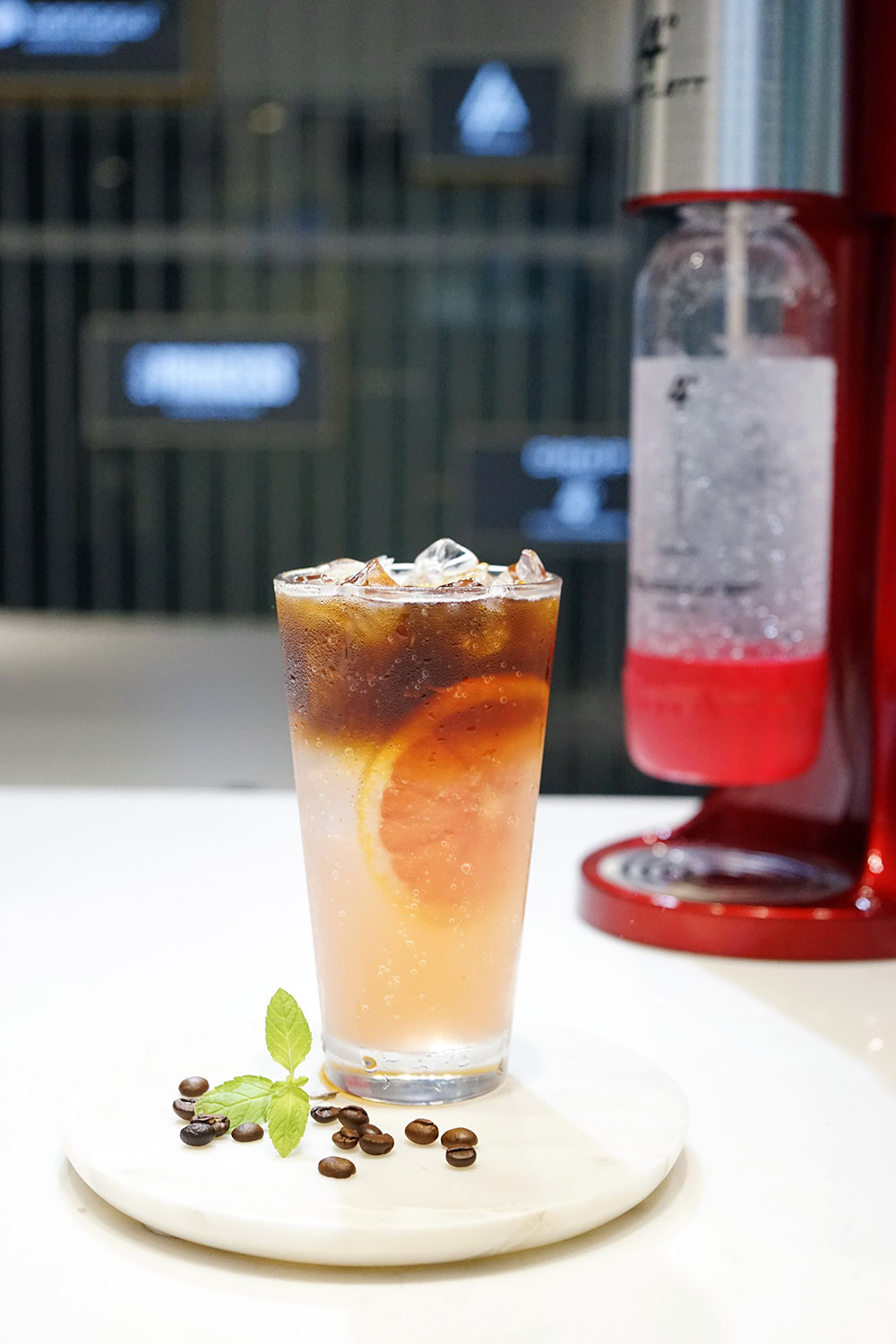 grapefruit sparkling iced coffee